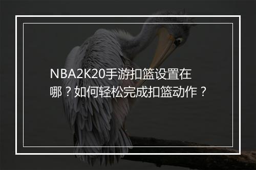 NBA2K20手游扣篮设置在哪？如何轻松完成扣篮动作？