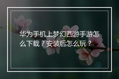 华为手机上梦幻西游手游怎么下载？安装后怎么玩？