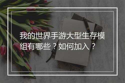我的世界手游大型生存模组有哪些？如何加入？