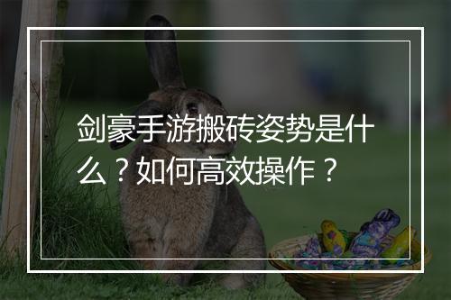 剑豪手游搬砖姿势是什么？如何高效操作？