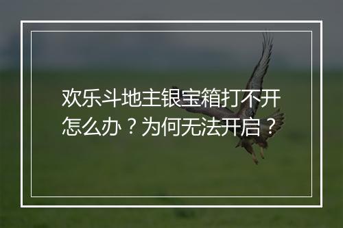 欢乐斗地主银宝箱打不开怎么办？为何无法开启？