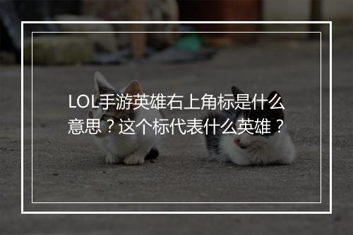 LOL手游英雄右上角标是什么意思？这个标代表什么英雄？