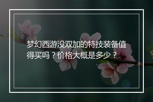 梦幻西游没双加的特技装备值得买吗？价格大概是多少？