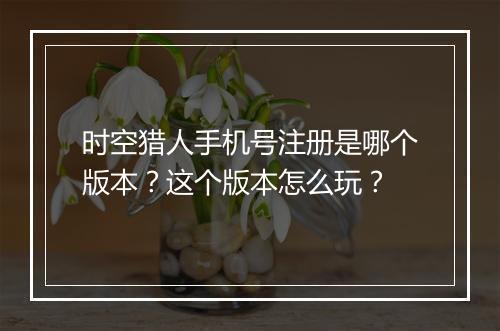 时空猎人手机号注册是哪个版本？这个版本怎么玩？