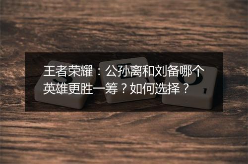 王者荣耀：公孙离和刘备哪个英雄更胜一筹？如何选择？