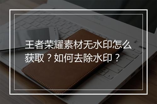 王者荣耀素材无水印怎么获取?如何去除水印?