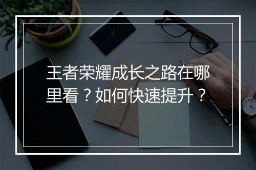 王者荣耀成长之路在哪里看？如何快速提升？