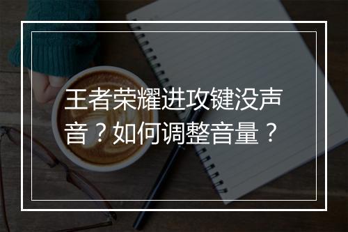 王者荣耀进攻键没声音?如何调整音量?
