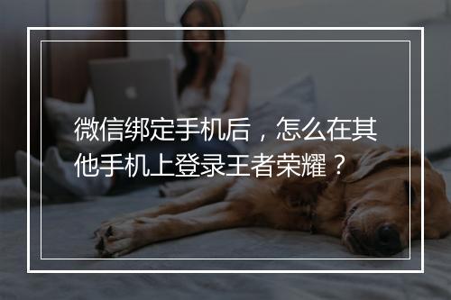 微信绑定手机后,怎么在其他手机上登录王者荣耀?