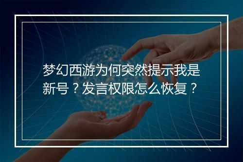 梦幻西游为何突然提示我是新号?发言权限怎么恢复?
