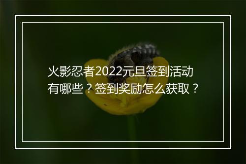 火影忍者2022元旦签到活动有哪些?签到奖励怎么获取?