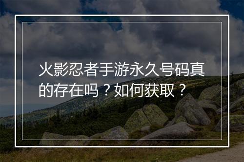 火影忍者手游永久号码真的存在吗？如何获取？