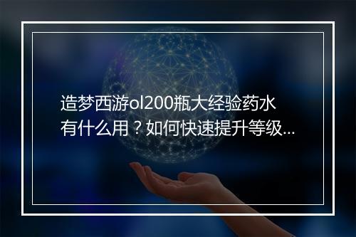 造梦西游ol200瓶大经验药水有什么用?如何快速提升等级?