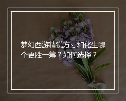梦幻西游精锐方寸和化生哪个更胜一筹?如何选择?