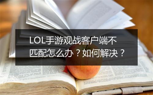 LOL手游观战客户端不匹配怎么办?如何解决?