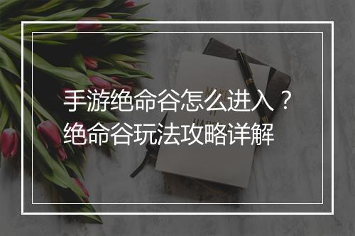 手游绝命谷怎么进入?绝命谷玩法攻略详解