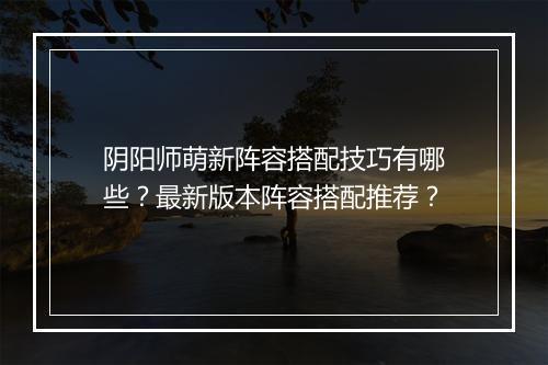 阴阳师萌新阵容搭配技巧有哪些?最新版本阵容搭配推荐?