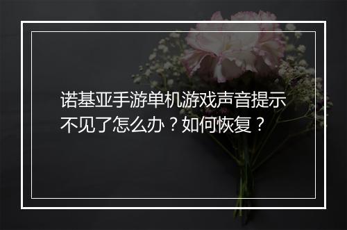 诺基亚手游单机游戏声音提示不见了怎么办？如何恢复？