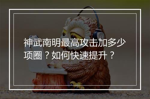 神武南明最高攻击加多少项圈？如何快速提升？