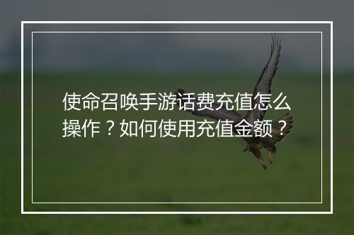 使命召唤手游话费充值怎么操作?如何使用充值金额?
