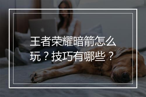 王者荣耀暗箭怎么玩?技巧有哪些?