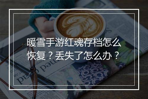 暖雪手游红魂存档怎么恢复?丢失了怎么办?
