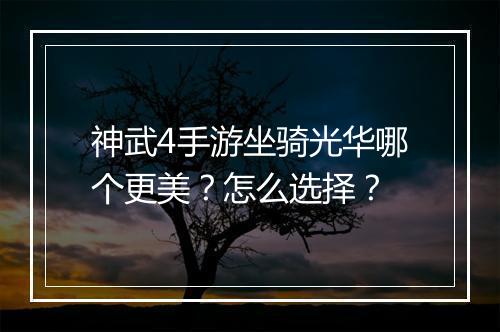 神武4手游坐骑光华哪个更美？怎么选择？