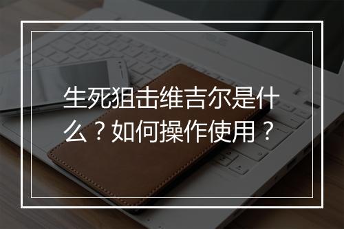 生死狙击维吉尔是什么?如何操作使用?