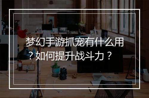 梦幻手游抓宠有什么用？如何提升战斗力？