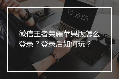 微信王者荣耀苹果版怎么登录?登录后如何玩?