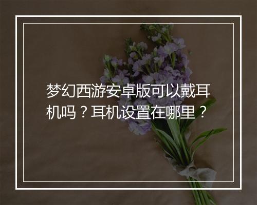 梦幻西游安卓版可以戴耳机吗？耳机设置在哪里？