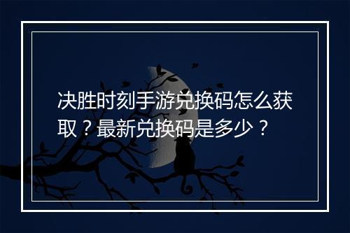 决胜时刻手游兑换码怎么获取？最新兑换码是多少？