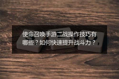 使命召唤手游二战操作技巧有哪些？如何快速提升战斗力？