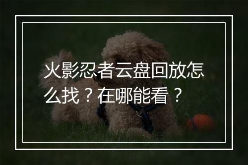 火影忍者云盘回放怎么找?在哪能看?