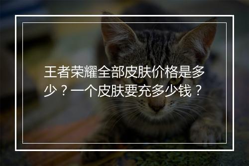 王者荣耀全部皮肤价格是多少?一个皮肤要充多少钱?