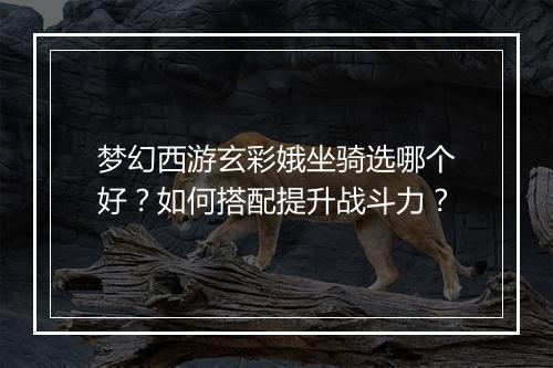 梦幻西游玄彩娥坐骑选哪个好？如何搭配提升战斗力？