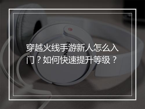 穿越火线手游新人怎么入门?如何快速提升等级?