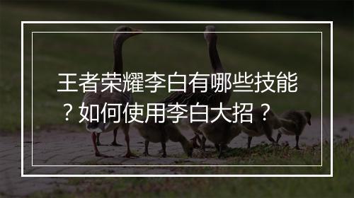王者荣耀李白有哪些技能？如何使用李白大招？