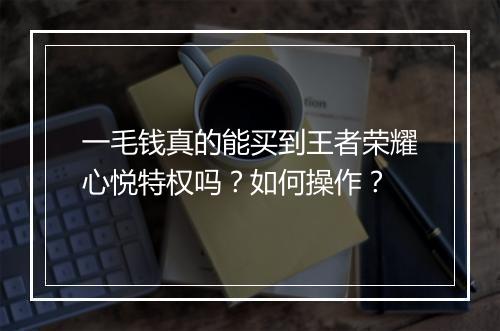 一毛钱真的能买到王者荣耀心悦特权吗？如何操作？