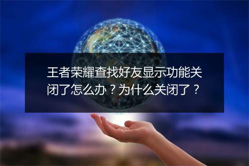 王者荣耀查找好友显示功能关闭了怎么办?为什么关闭了?