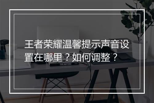 王者荣耀温馨提示声音设置在哪里？如何调整？