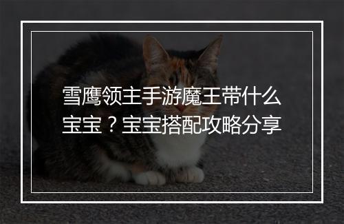 雪鹰领主手游魔王带什么宝宝？宝宝搭配攻略分享