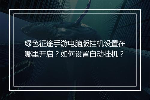 绿色征途手游电脑版挂机设置在哪里开启？如何设置自动挂机？