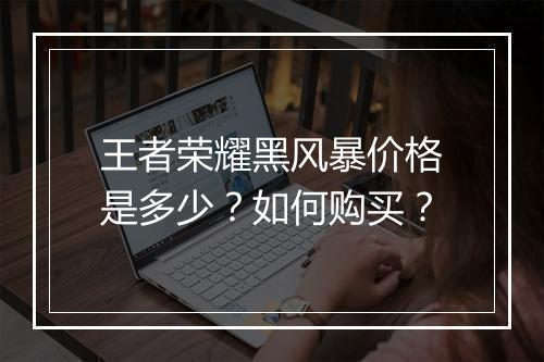 王者荣耀黑风暴价格是多少？如何购买？