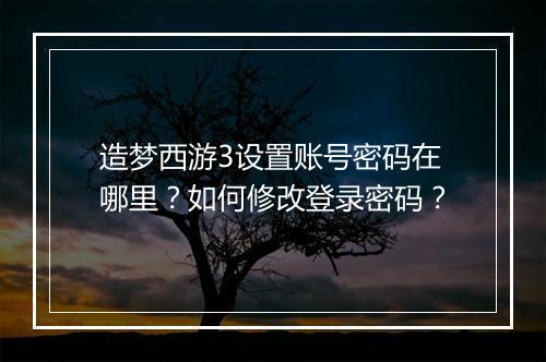 造梦西游3设置账号密码在哪里?如何修改登录密码?