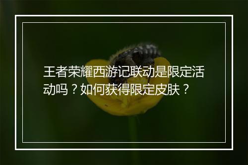 王者荣耀西游记联动是限定活动吗?如何获得限定皮肤?