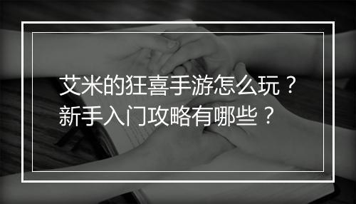 艾米的狂喜手游怎么玩?新手入门攻略有哪些?