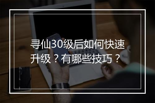 寻仙30级后如何快速升级?有哪些技巧?