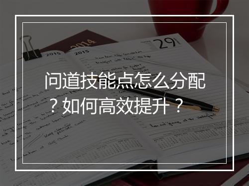 问道技能点怎么分配？如何高效提升？
