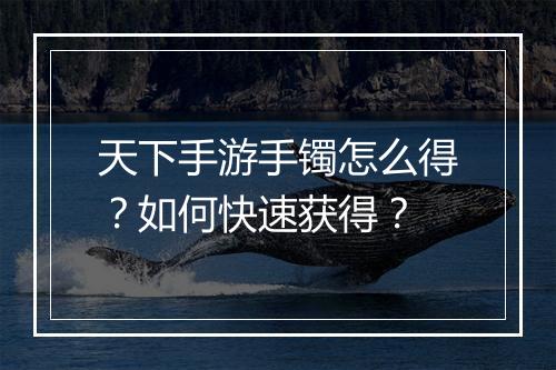 天下手游手镯怎么得？如何快速获得？